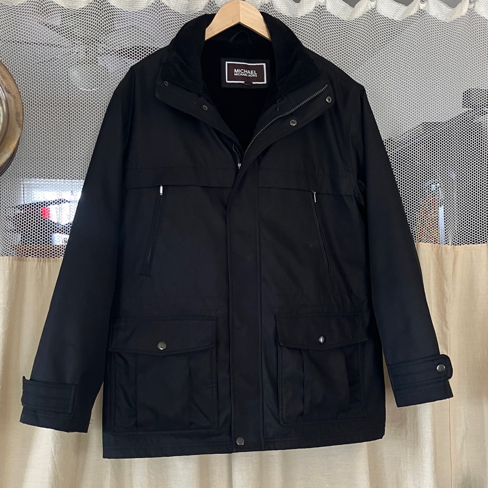 Michael Kors Men's Black Field Jacket with Utility Pockets